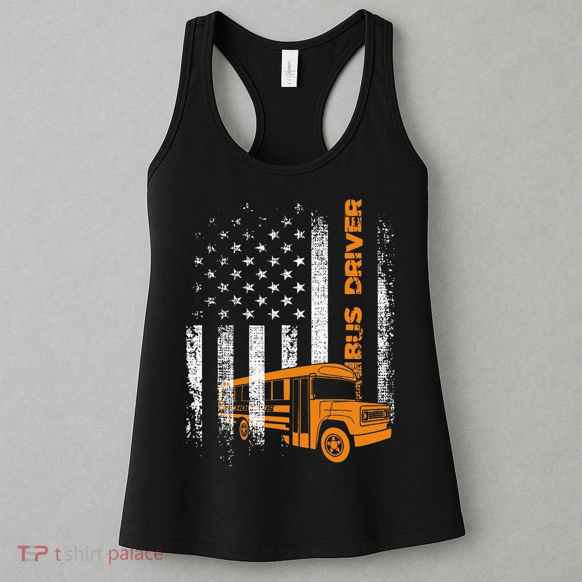 Patriotic Bus Driver Usa American Flag School Bus Driver Women's Tank Top