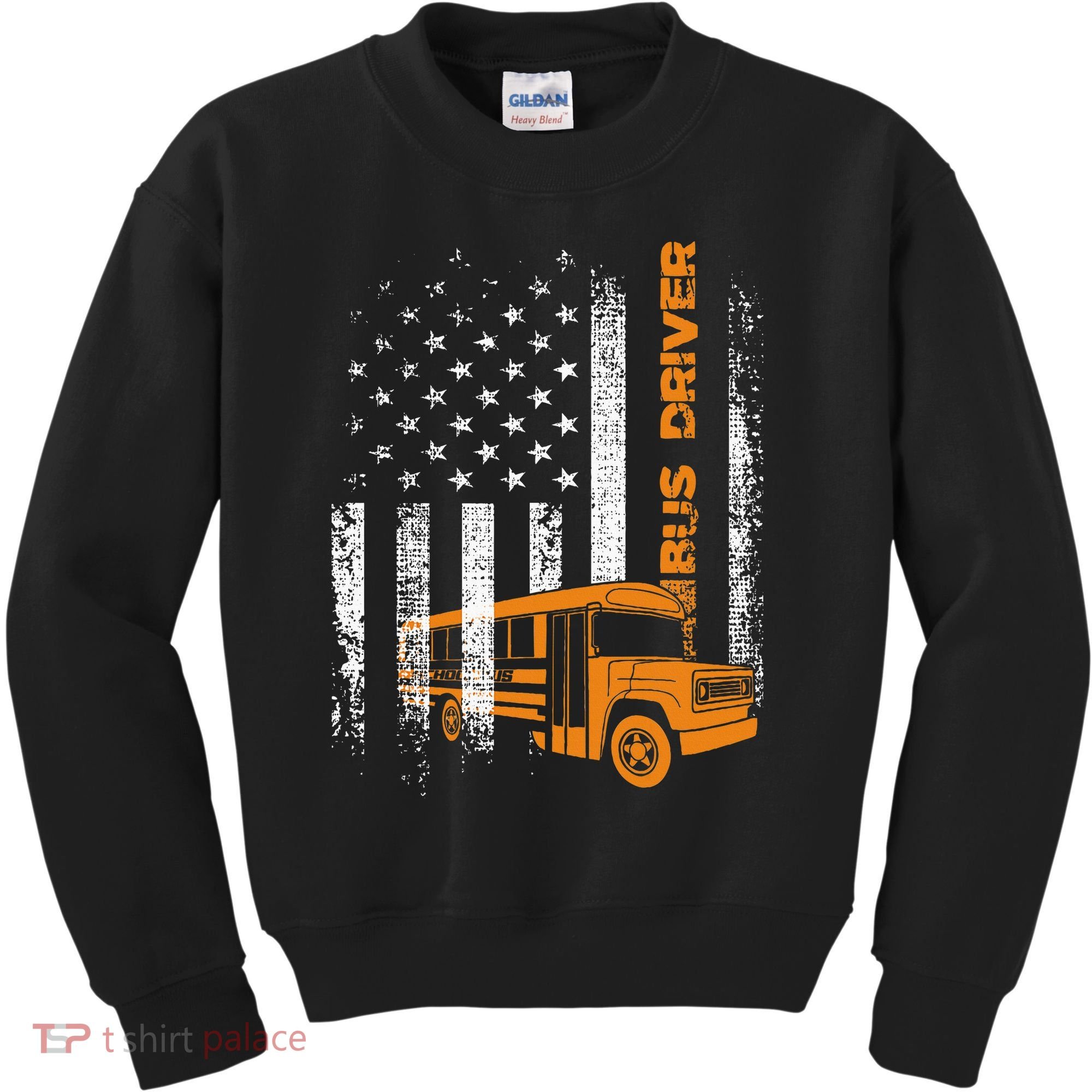 Patriotic Bus Driver Usa American Flag School Bus Driver Kids Sweatshirt