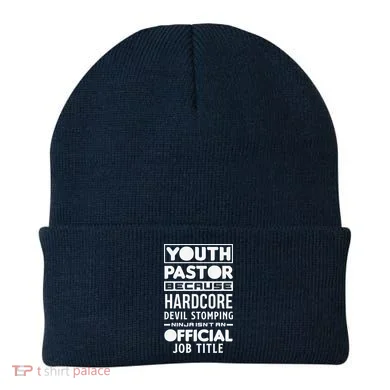 Pastor Because Devil Stomping Ninja Funny Beanie