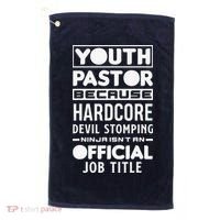 Pastor Because Devil Stomping Ninja Funny Golf Towel thumb 0