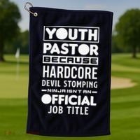 Pastor Because Devil Stomping Ninja Funny Golf Towel thumb 1