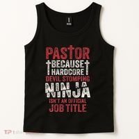 Pastor Because Devil Stomping Ninja IsnT Job Title Tank Top thumb 2