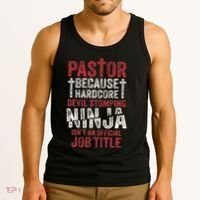 Pastor Because Devil Stomping Ninja IsnT Job Title Tank Top thumb 3