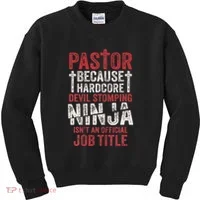 Pastor Because Devil Stomping Ninja IsnT Job Title Kids Sweatshirt thumb 0