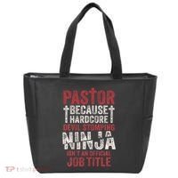 Pastor Because Devil Stomping Ninja IsnT Job Title Tote Bag thumb 0
