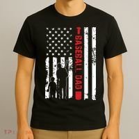 Proud Baseball Dad American Flag Sports T-Shirt thumb 3