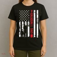 Proud Baseball Dad American Flag Sports T-Shirt thumb 4