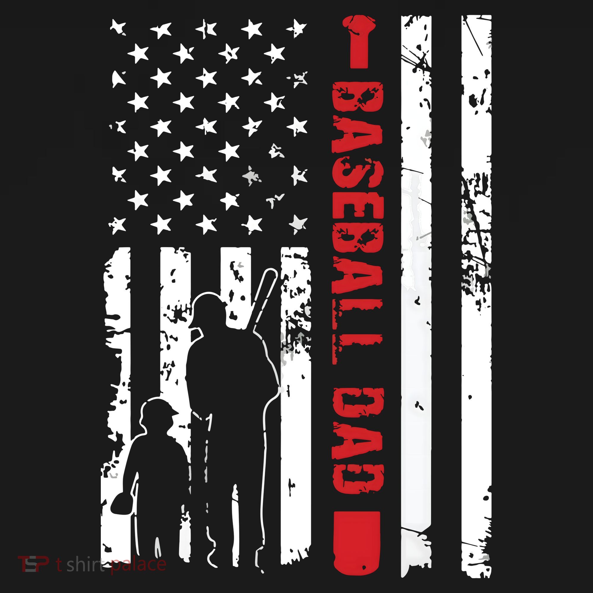 Proud Baseball Dad American Flag Sports T-Shirt