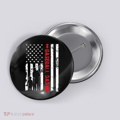 Proud Baseball Dad American Flag Sports Button