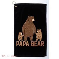 Papa Bear Dad Two Cubs Daddy Bear 2 FatherS Day Gift Golf Towel thumb 0
