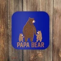 Papa Bear Dad Two Cubs Daddy Bear 2 FatherS Day Gift Coaster thumb 0