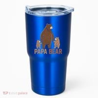 Papa Bear Dad Two Cubs Daddy Bear 2 FatherS Day Gift Tumbler thumb 0