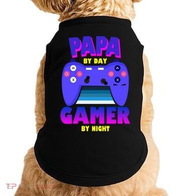 Papa By Day Gamer By Night Doggie Tank