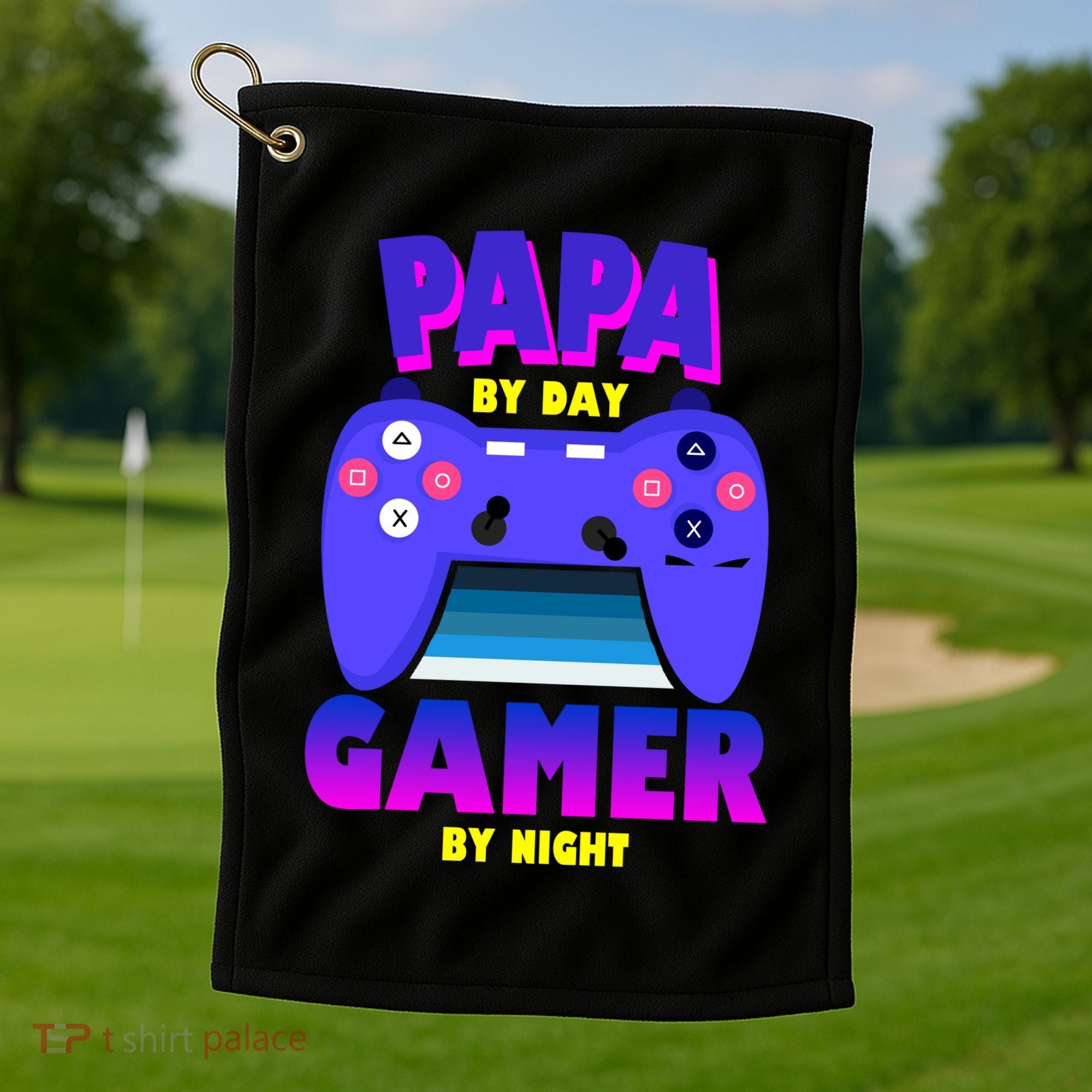 Papa By Day Gamer By Night Golf Towel