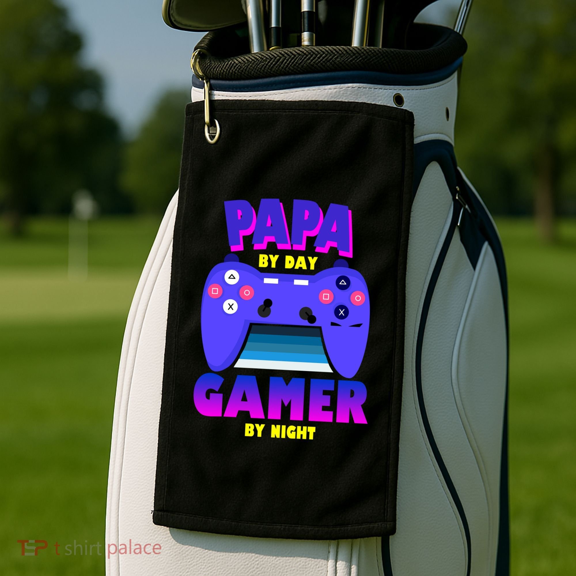 Papa By Day Gamer By Night Golf Towel