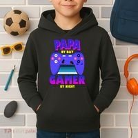 Papa By Day Gamer By Night Kids Hoodie thumb 2
