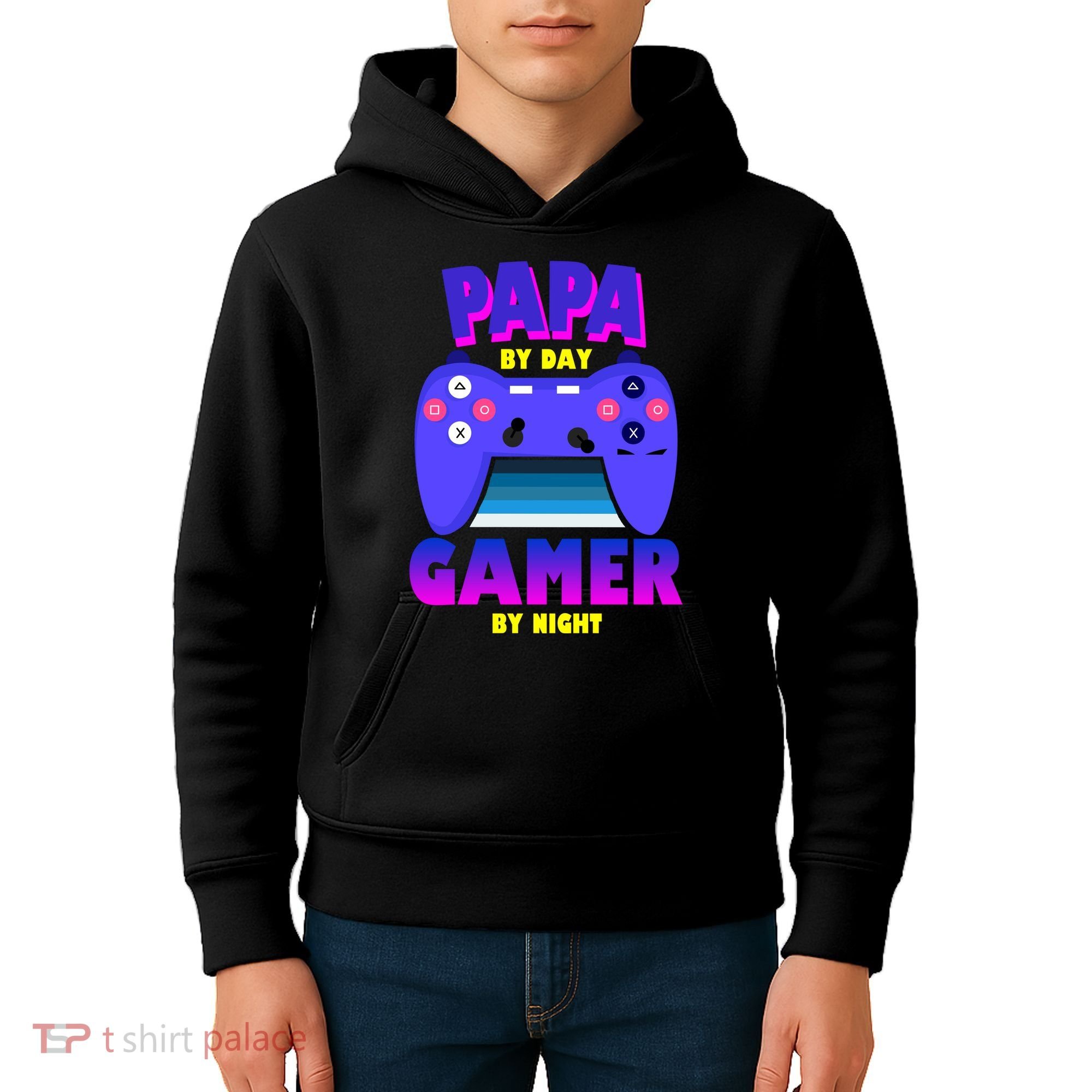 Papa By Day Gamer By Night Kids Hoodie