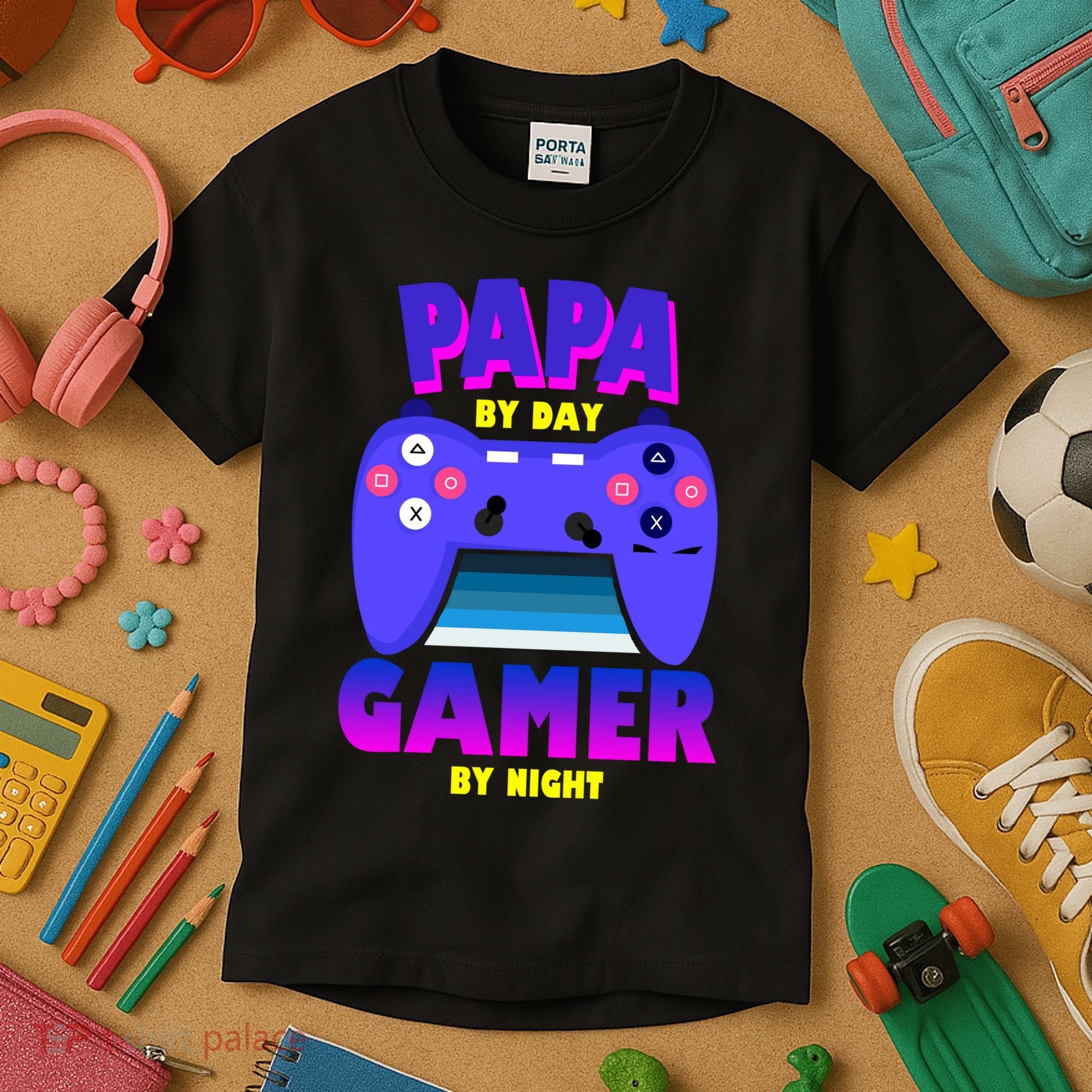 Papa By Day Gamer By Night Kids T-Shirt