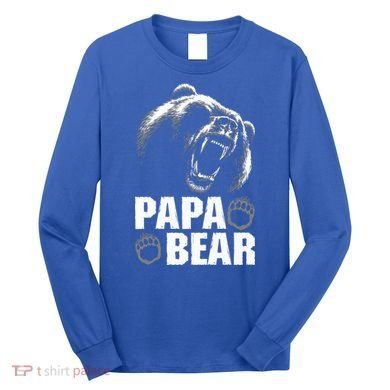 Papa Bear Dad Fathers Day Cool Gift Long Sleeve Shirt