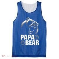 Papa Bear Dad Fathers Day Cool Gift Mesh Reversible Basketball Jersey Tank thumb 0