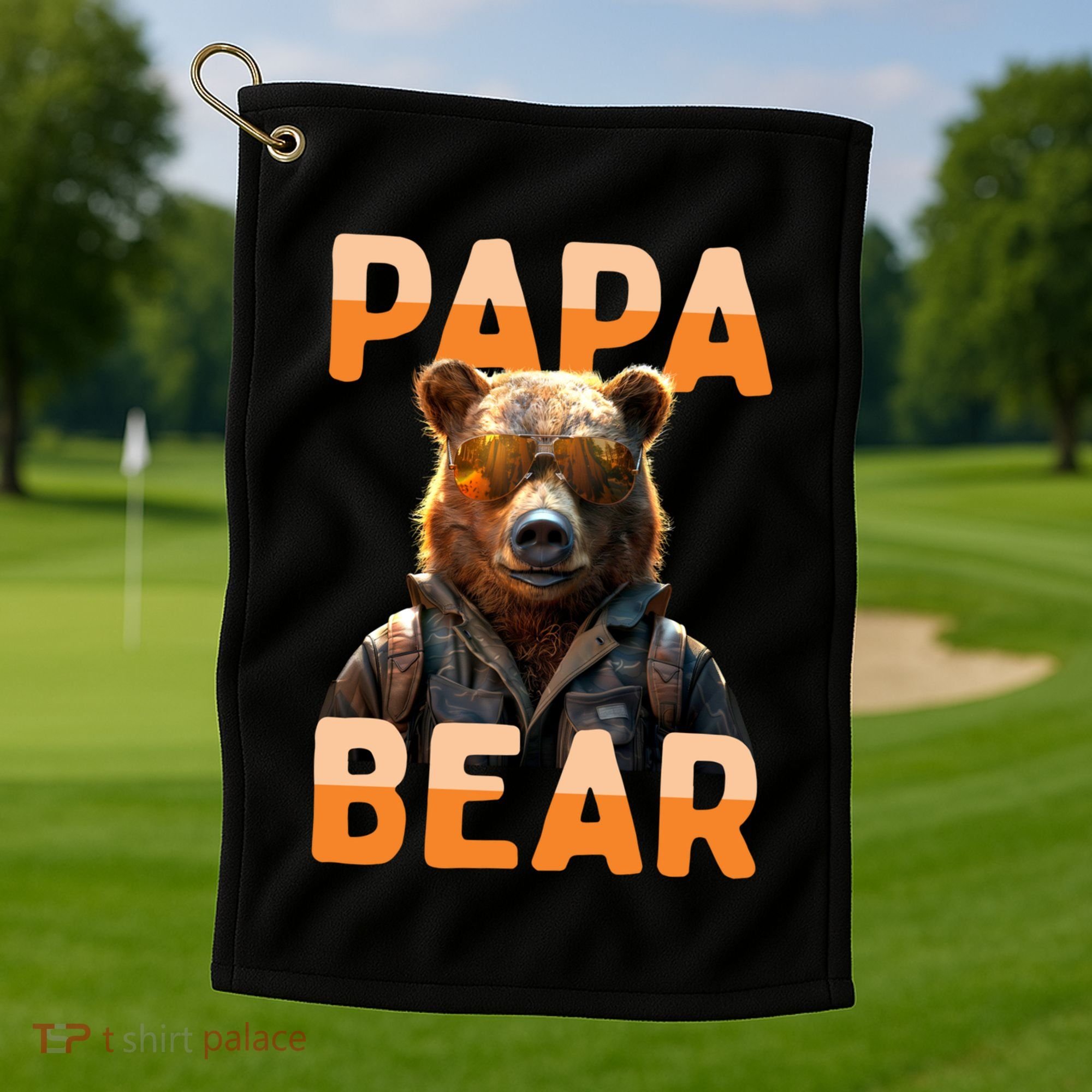 Papa Bear Daddy Bear Dad FatherS Day Grizzly Brown Bears Gift Golf Towel