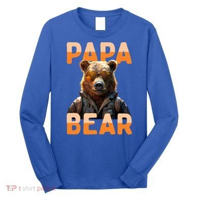 Papa Bear Daddy Bear Dad FatherS Day Grizzly Brown Bears Gift Long Sleeve Shirt