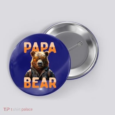 Papa Bear Daddy Bear Dad FatherS Day Grizzly Brown Bears Gift Button