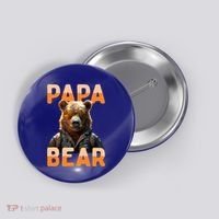Papa Bear Daddy Bear Dad FatherS Day Grizzly Brown Bears Gift Button thumb 0