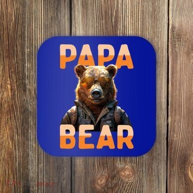 Papa Bear Daddy Bear Dad FatherS Day Grizzly Brown Bears Gift Coaster