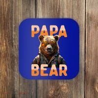 Papa Bear Daddy Bear Dad FatherS Day Grizzly Brown Bears Gift Coaster thumb 0