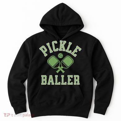 Pickle Baller Distressed Retro Athletic Pickleball Hoodie