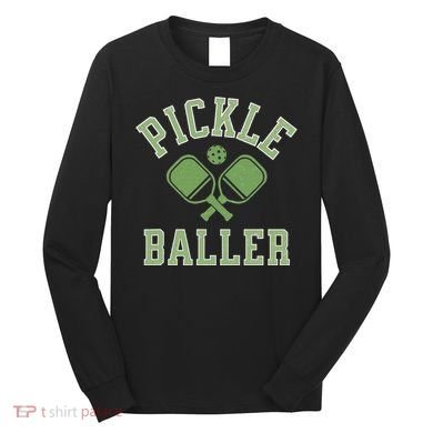 Pickle Baller Distressed Retro Athletic Pickleball Long Sleeve Shirt