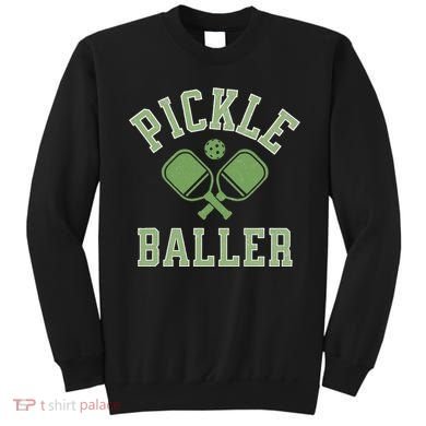 Pickle Baller Distressed Retro Athletic Pickleball Sweatshirt