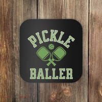 Pickle Baller Distressed Retro Athletic Pickleball Coaster thumb 0