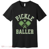 Pickle Baller Distressed Retro Athletic Pickleball Premium T-Shirt thumb 0