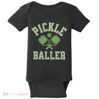 Pickle Baller Distressed Retro Athletic Pickleball Baby Bodysuit thumb 0