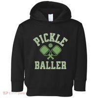 Pickle Baller Distressed Retro Athletic Pickleball Toddler Hoodie thumb 0