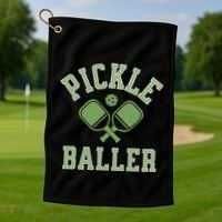 Pickle Baller Distressed Retro Athletic Pickleball Golf Towel thumb 1
