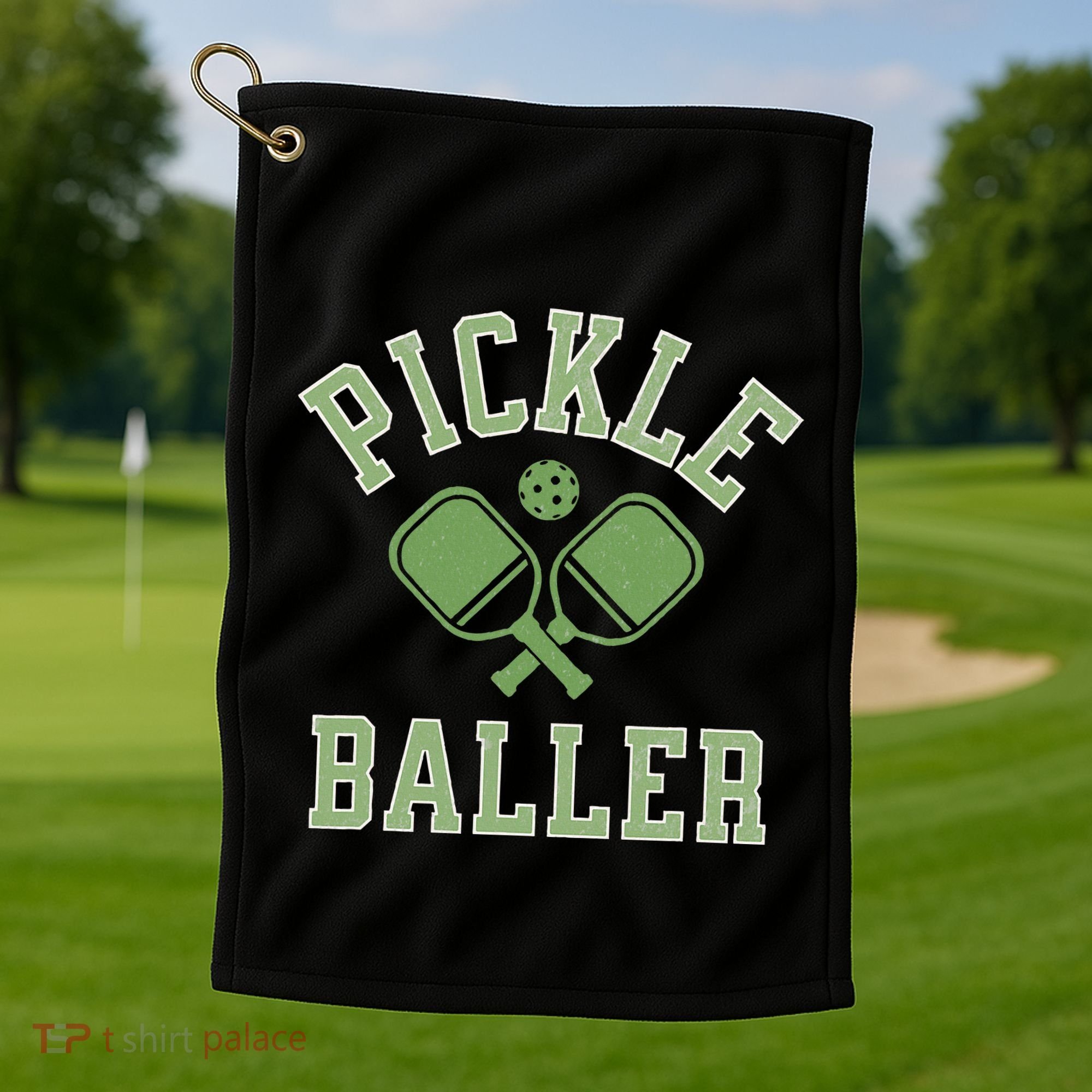 Pickle Baller Distressed Retro Athletic Pickleball Golf Towel