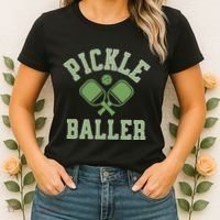 Pickle Baller Distressed Retro Athletic Pickleball Women's T-Shirt thumb 2