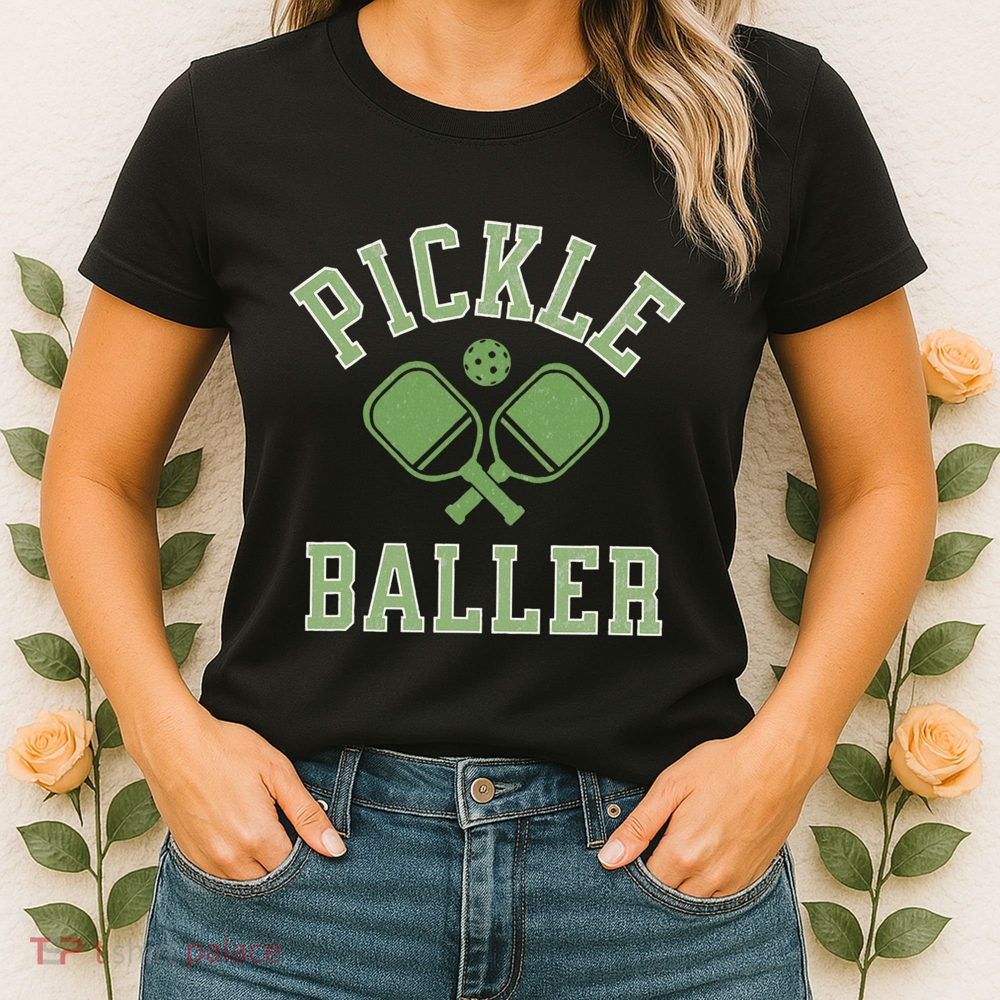 Pickle Baller Distressed Retro Athletic Pickleball Women's T-Shirt