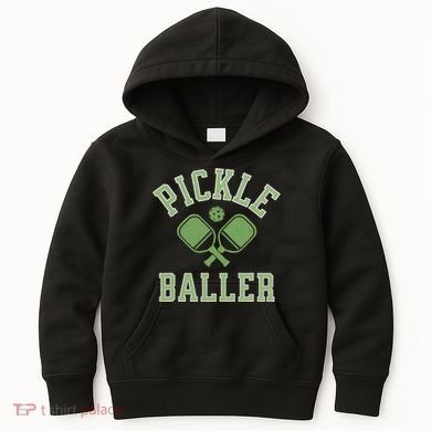 Pickle Baller Distressed Retro Athletic Pickleball Kids Hoodie