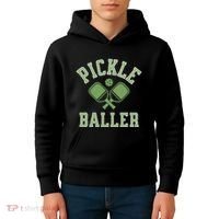 Pickle Baller Distressed Retro Athletic Pickleball Kids Hoodie thumb 4