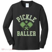 Pickle Baller Distressed Retro Athletic Pickleball Kids Long Sleeve Shirt thumb 0