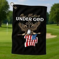 Patriotic Bald Eagle Usa American Flag Golf Towel thumb 1