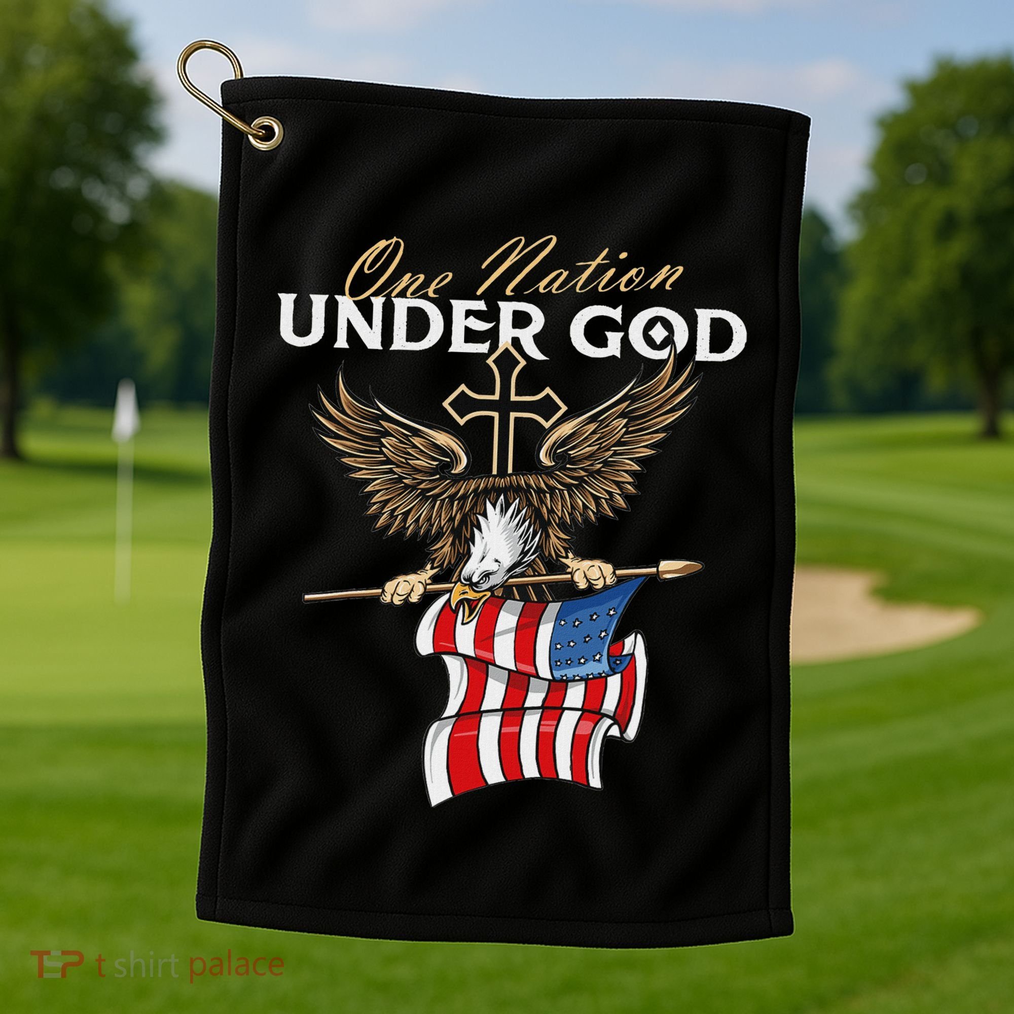 Patriotic Bald Eagle Usa American Flag Golf Towel