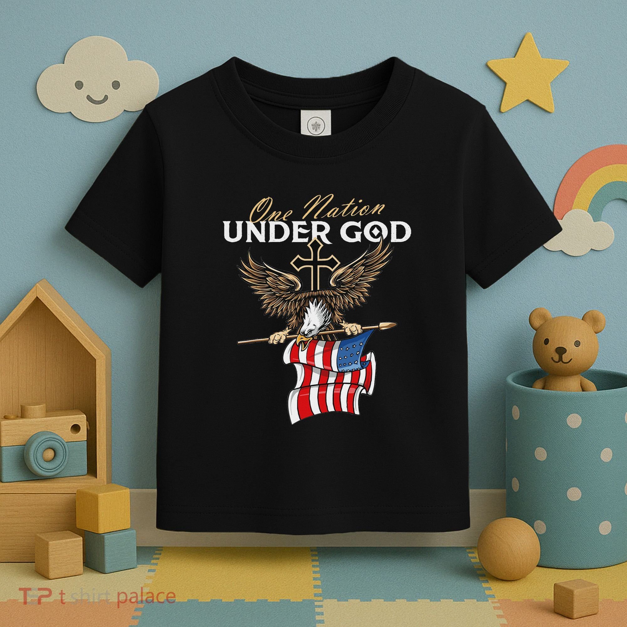 Patriotic Bald Eagle Usa American Flag Toddler T-Shirt
