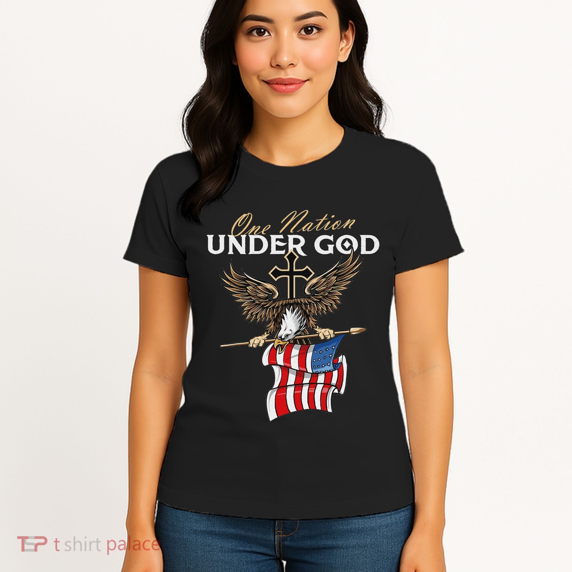Patriotic Bald Eagle Usa American Flag Women's T-Shirt