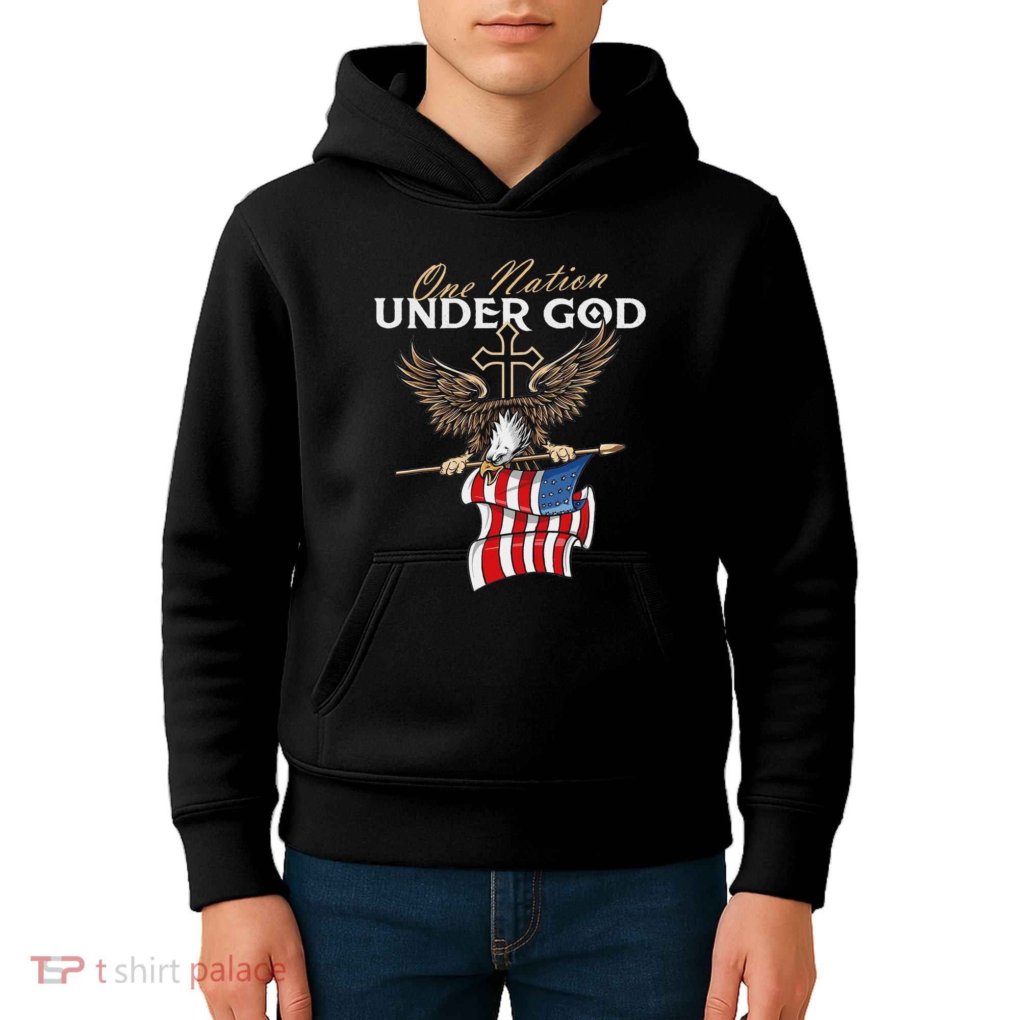 Patriotic Bald Eagle Usa American Flag Kids Hoodie