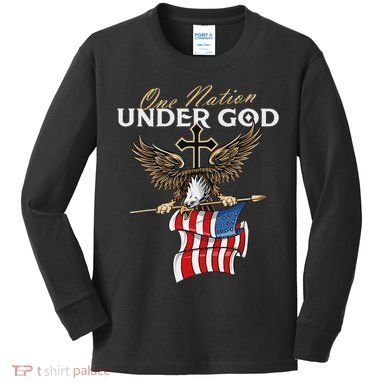 Patriotic Bald Eagle Usa American Flag Kids Long Sleeve Shirt